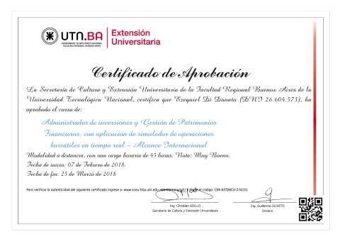 Investment Administrator UTN Certificate Image